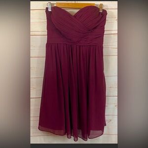 Bill Levkoff wedding bridesmaid guest dress maroon